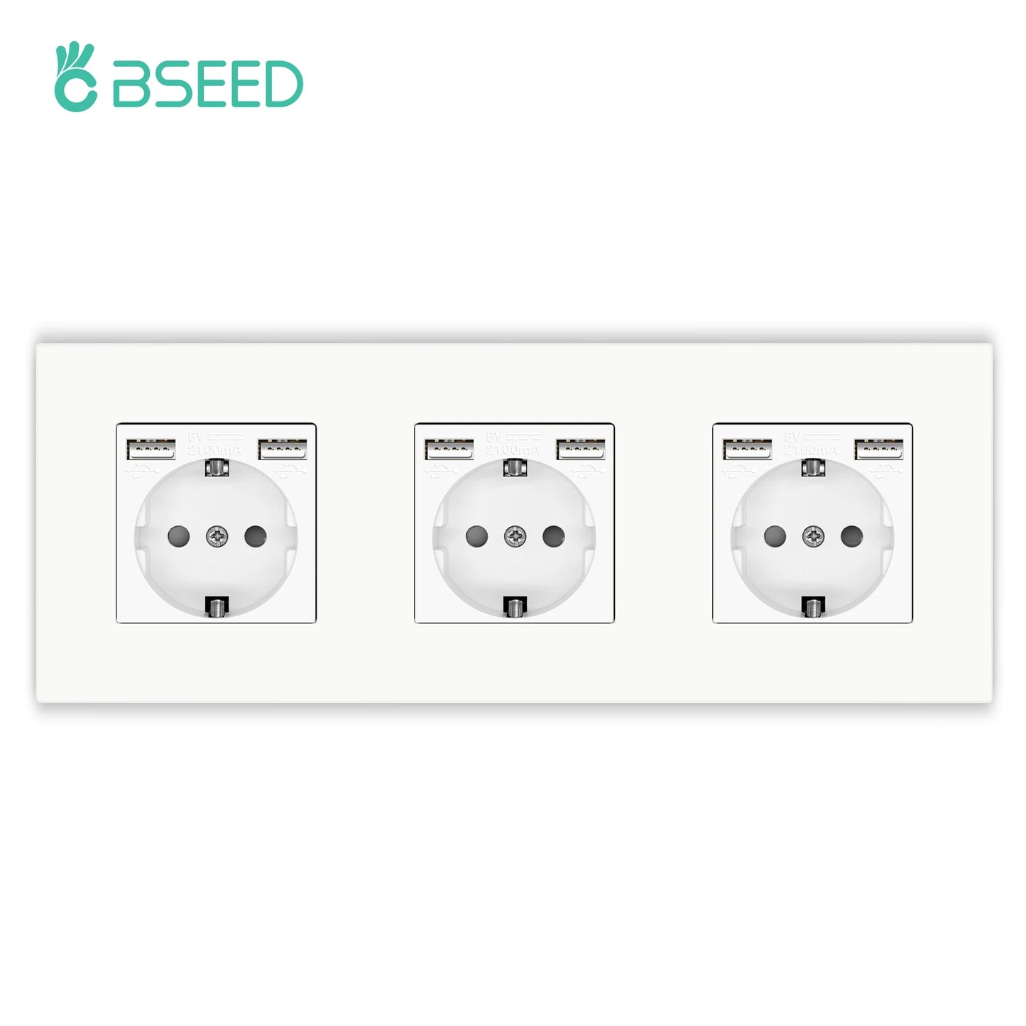 BSEED EU-Wandsteckdosen Typ C USB-Steckdosen Doppelte Steckdosen Dreifachsteckdosen Kunststoffrahmen Deutschland Steckdose mit Dual-USB