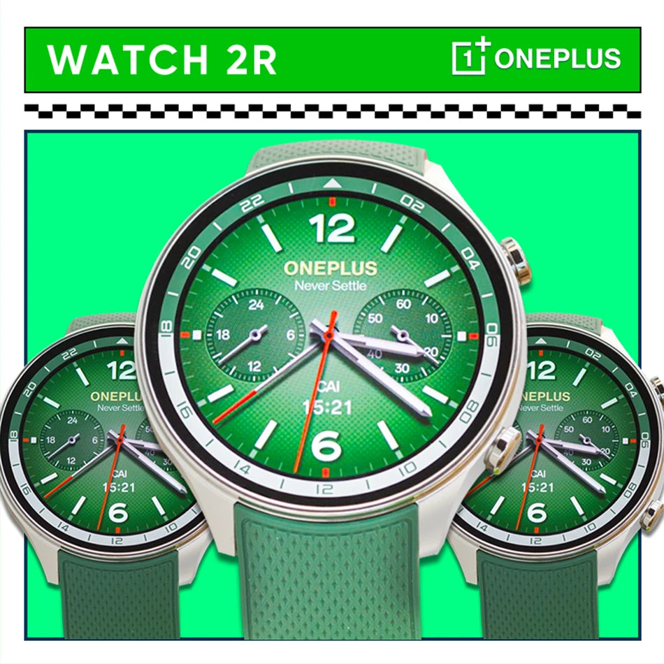 2024 Smartwatch OnePlus Watch 2R 1.43'' AMOLED Screen Snapdragon W5 Gen 1+BES2700 100H Battery Life WiFi Wear OS by Google GPS.