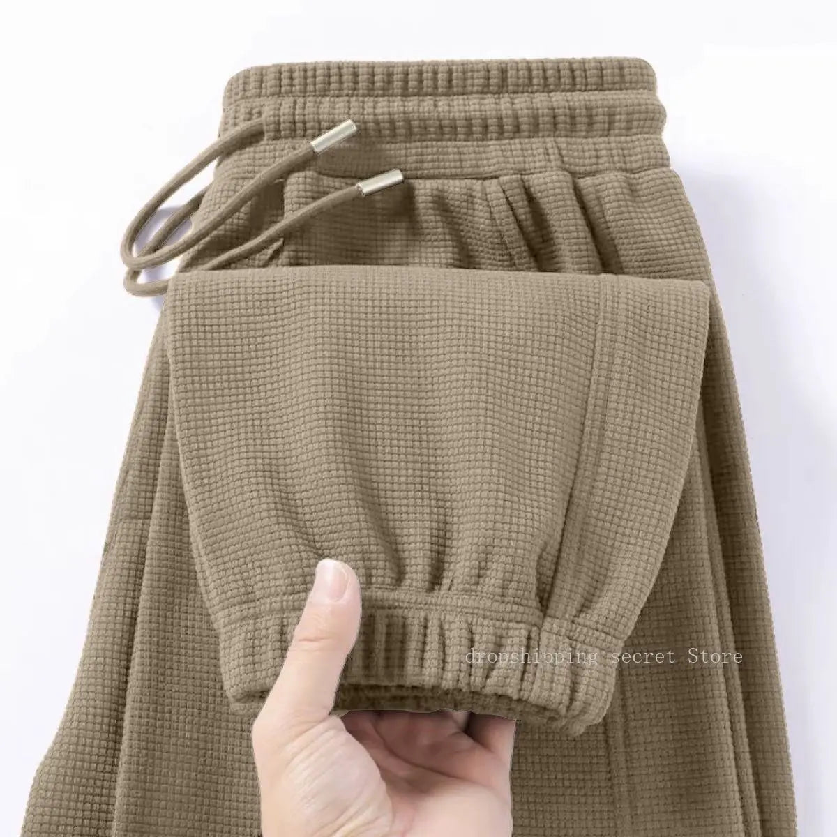 Men's Breathable Casual Pants, Heavyweight Waffle Style Loose Straight Leg Pants Jogging Pants Men's Trousers.