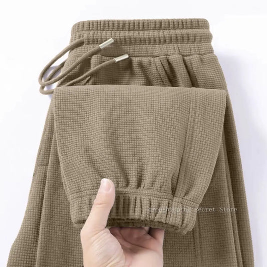 Men's Breathable Casual Pants, Heavyweight Waffle Style Loose Straight Leg Pants Jogging Pants Men's Trousers.
