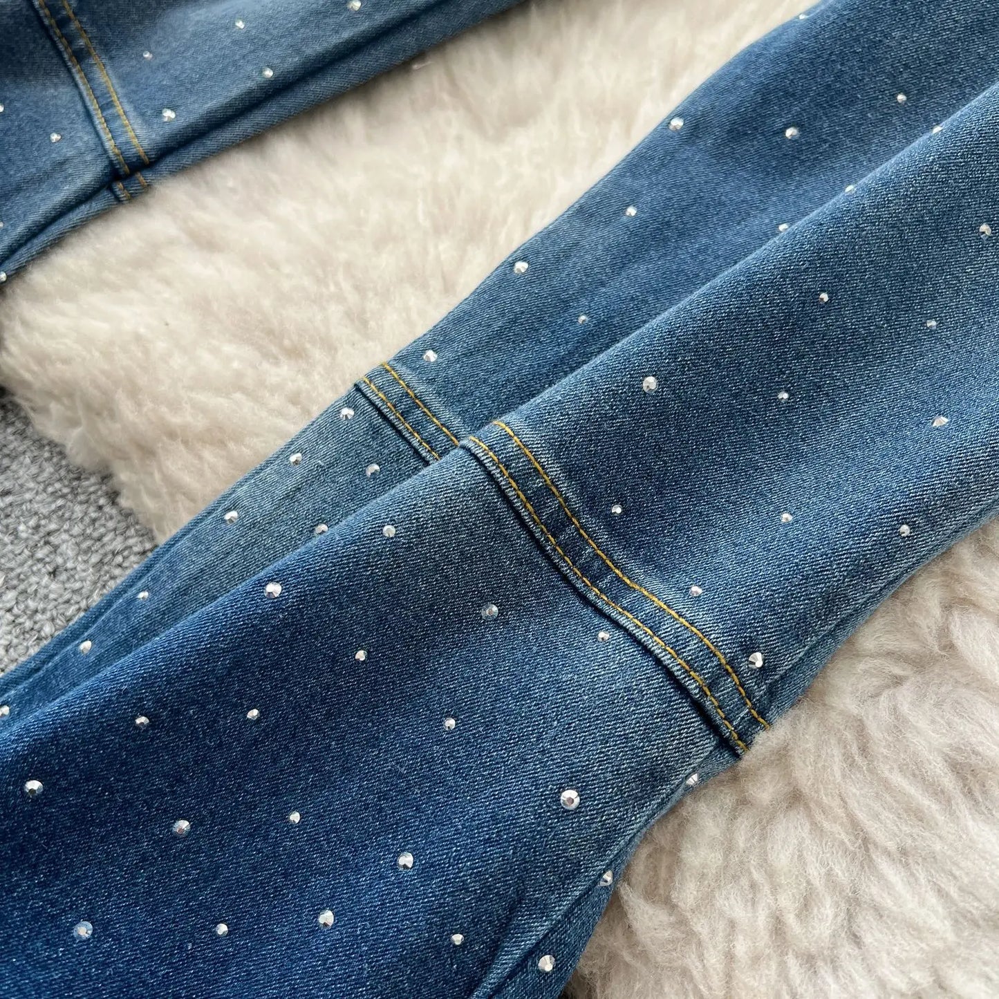 Denim Pant Set Women Two Piece Sets Sexy Matching Sets Sleeveless Short Tops Long Flare Pants High Waist Slim Hot Diamond.