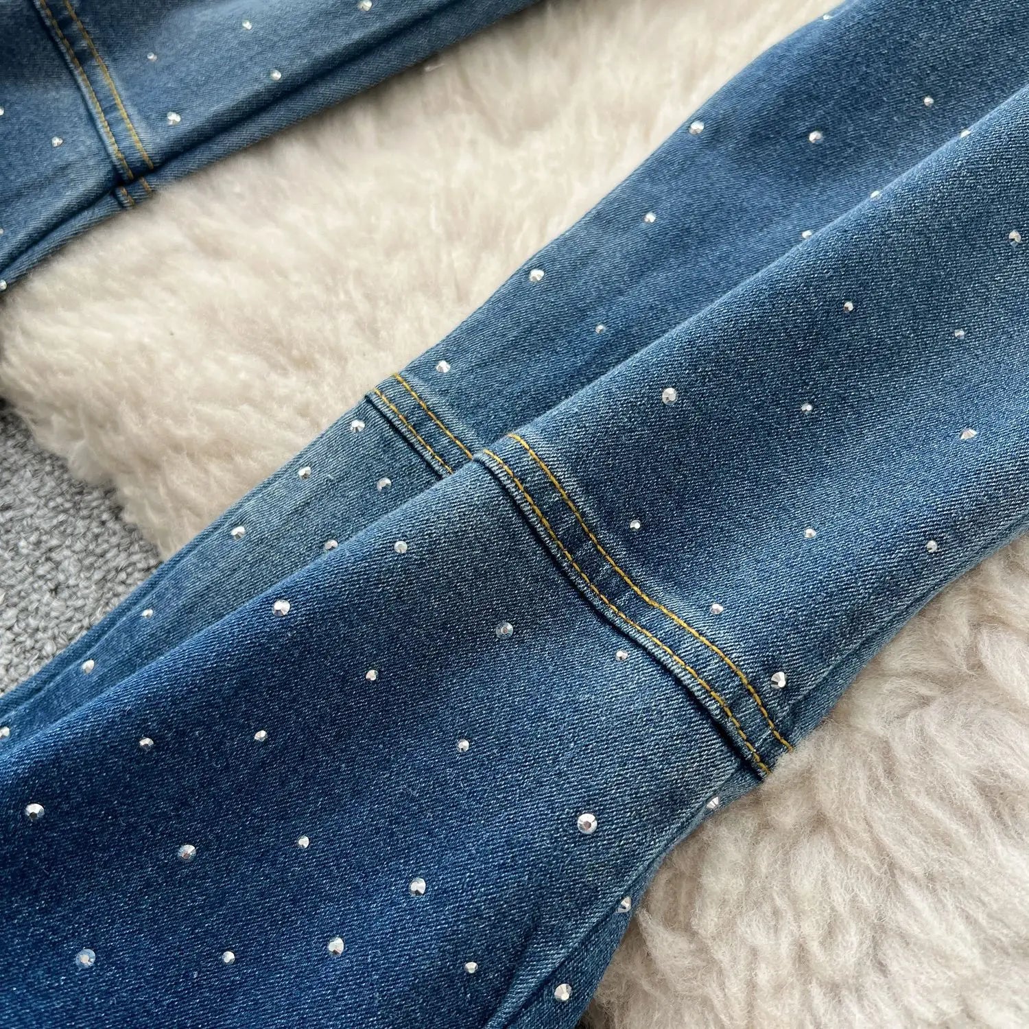 Denim Pant Set Women Two Piece Sets Sexy Matching Sets Sleeveless Short Tops Long Flare Pants High Waist Slim Hot Diamond.