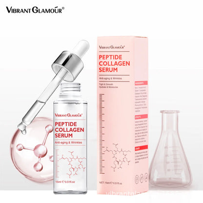 VIBRANT GLAMOUR 10PCS Peptide Collagen Face Serum Anti-Aging Moisturizing Remove Wrinkle Fine Lines Whitening Firming Skin Care.