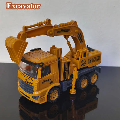 1 PCS Engineering Vehicle Toy for Children Inertial Model Play Plastic Car Kid Mixer Truck Crane Bulldozer Excavator Boy Gift.