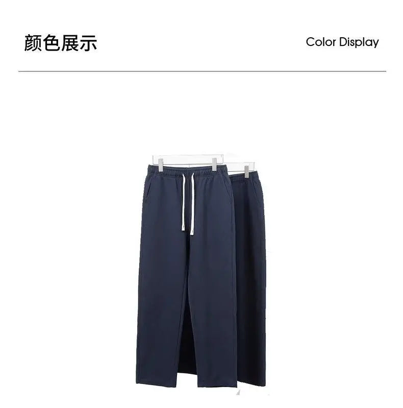 Männer Lose Gerade Hosen Diagonal Streifen Elastische Taille Alle-spiel Knöchel Länge Hosen Frühling Herbst Casual Outdoor Jogginghose