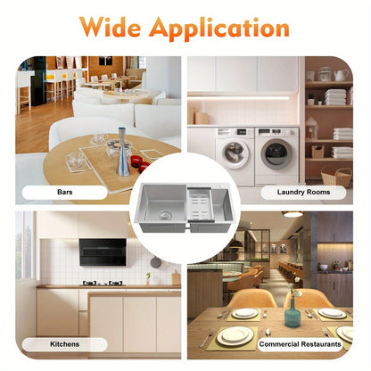 Küchenspüle aus Edelstahl, Doppelschüssel, Küchenspüle, Badezimmerspüle, Waschbecken aus Edelstahl, Wäsche, Keller, Bars, Restaurants