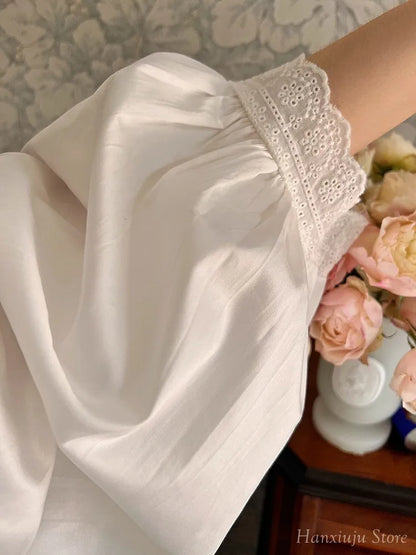 Sweet Spring Autumn Pure Cotton Women's Long Sleeve Pajama Set Loose Female Sleepwear Suits Royal Pyjama Home Wear Plus Size