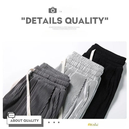 Summer Loose Ice Silk Pants Men's Drape 100KG Size Long Pants Fat Casual Sports Pants Wide Leg Straight Pants Tide Brand.