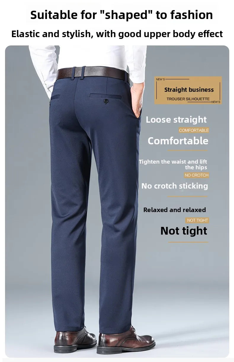 Top Quality New Brand Casual Fashion Long Pants Business Hight Stretch Straight Comfortable Korean Trousers Men Clothing.