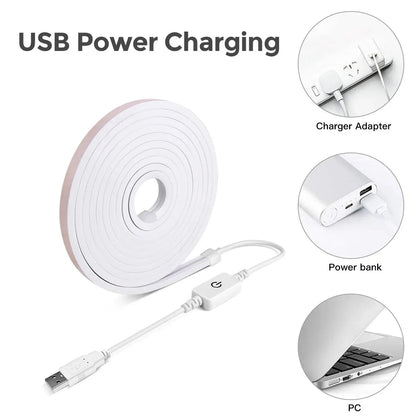 5V COB Strip USB LED Neon Light Dimmable Silicone Tube Neon Tape Waterproof Ribbon For Outdoor Bathroom Cabinet TV Room Decor.