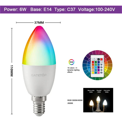Smart RGBW LED Bulbs and Tubes Spotlight E27 GU10 E14 B22 with Infrared Remote Control for Family Party Decoration