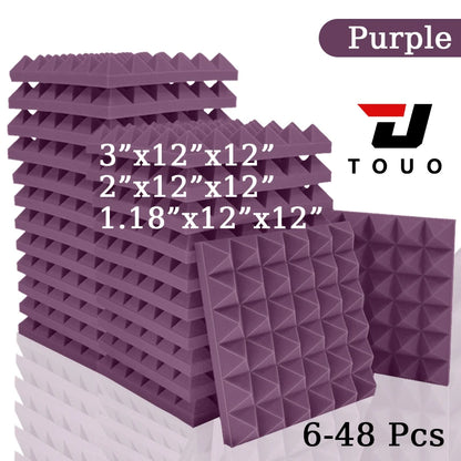 TOUO Acoustic Foam 6-48 Pcs Sound Proof Wall Panels High Density Studio Sound Absorbing Material Acoustic Foam Home Decoration