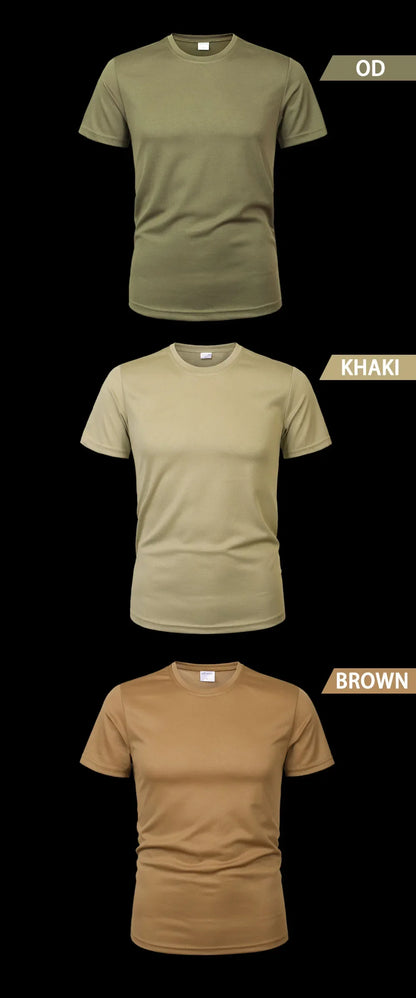 MEGE Brand Clothing Tactical Men's Tee Shirt Round Neck Solid Shirt Short Sleeve Breathable quick-drying Casual Shirt.
