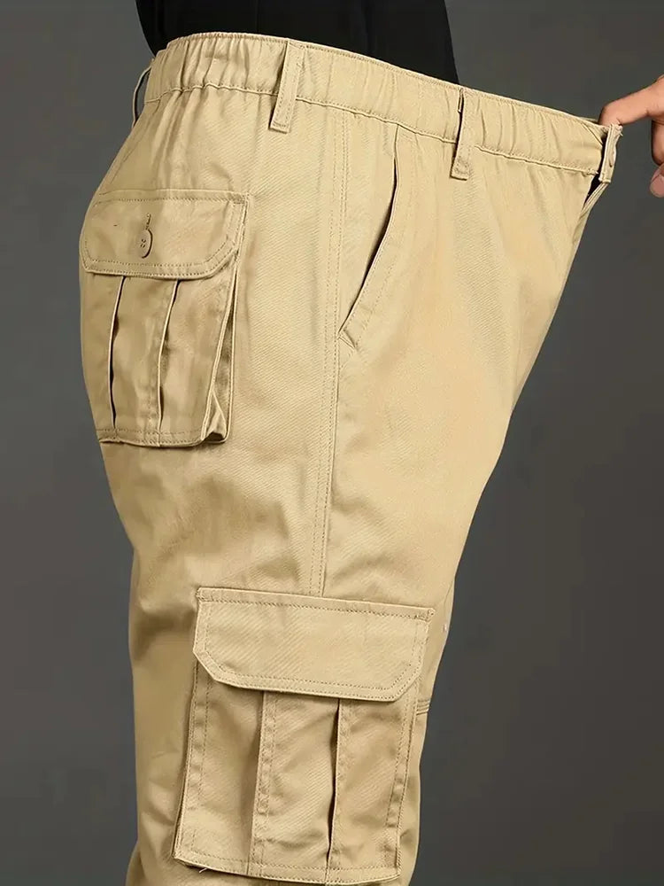 Solind Cotton Multi Flap Pockets Men's Straight Leg Cargo Pants Loose Casual Outdoor Pants Men's Work Pants For Hiking Tactical.