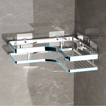 Dusch-Eckregal aus Edelstahl, kein Stanzen, verdickte flache Stange, dreieckiges Regal für Badezimmer, Küche, Organisation, platzsparend
