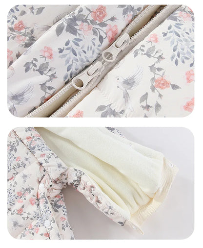 Body für Neugeborene und Mädchen, verdickter, wasserdichter, bedruckter Schneeanzug, 0–24 Monate, Kleinkind-Jungen-Overall mit Kapuze, warmes Winter-Einteiler-Outfit.