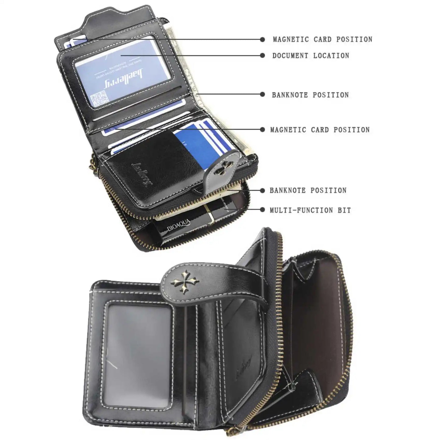 Women's Short Oil Wax Leather Coin Purse Fashion Buckle Zipper Wallet Driver's License Card Bag.