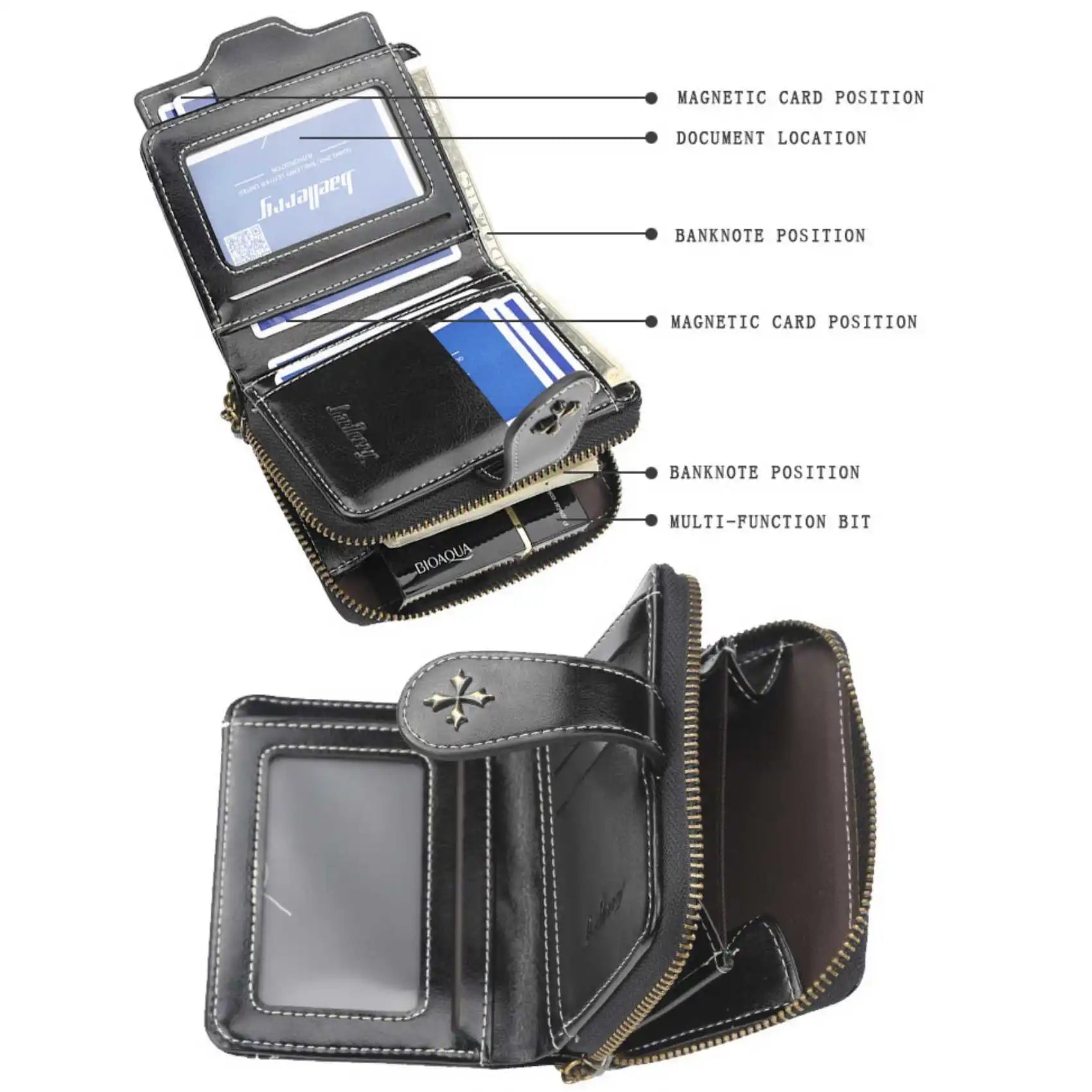 Women's Short Oil Wax Leather Coin Purse Fashion Buckle Zipper Wallet Driver's License Card Bag.