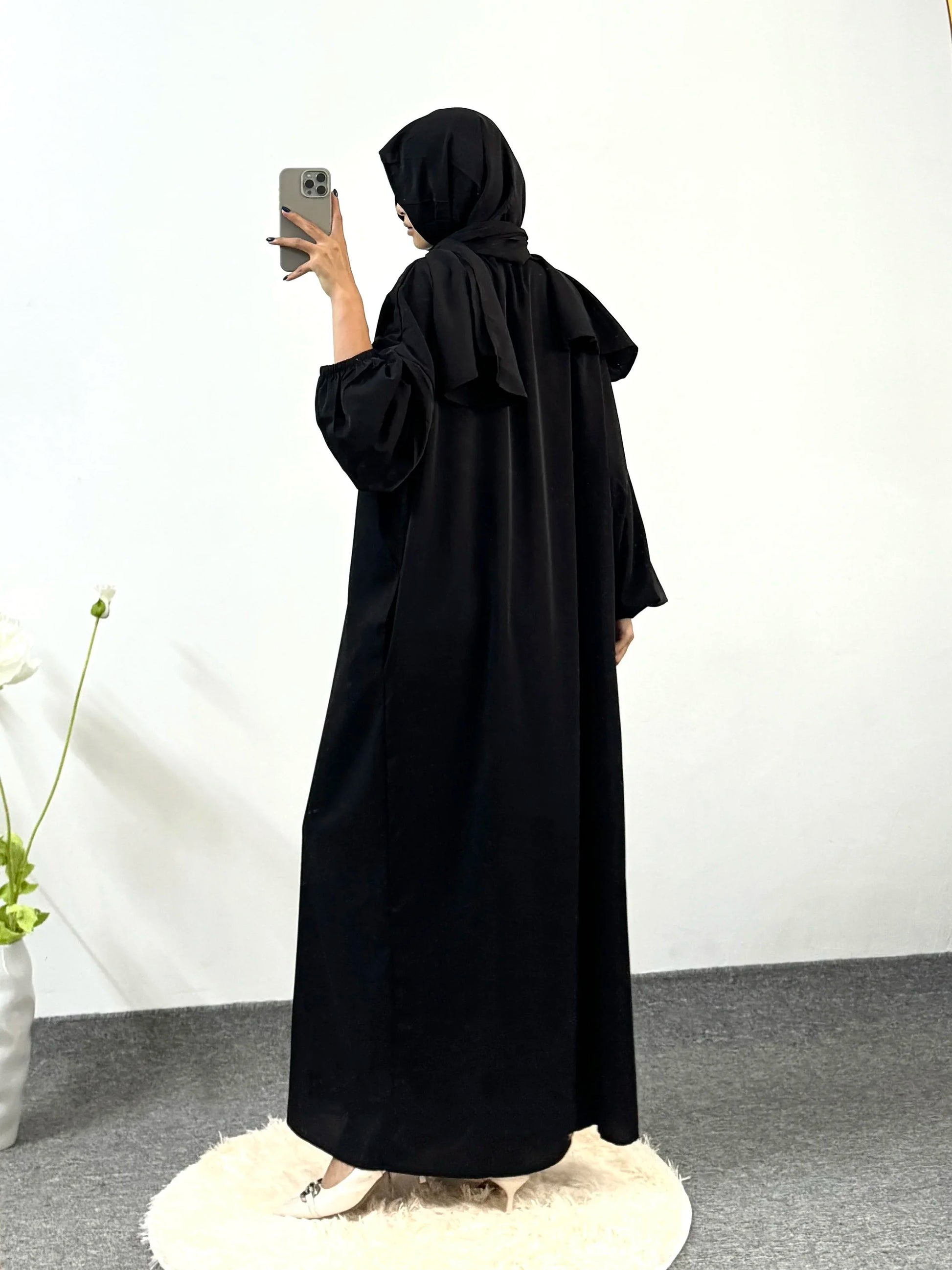 Ramadan Modesty Prayer Dress Women Jilbabs Kaftan Muslim Abayas Dubai Robe Hijab Smocking Sleeve Dresses Islamic Clothing.