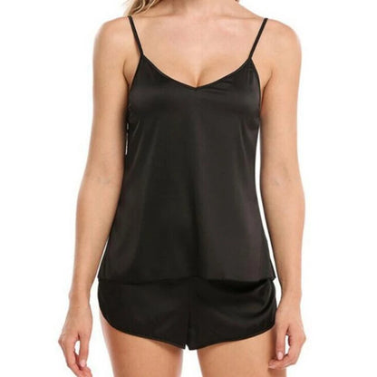 Sexy Damen-Pyjama-Sets, 2025, rosa Pyjamas für Damen, Spaghetti, ärmellose Tops + Shorts, Heimanzug, Sommer-Cami-Nachtwäsche mit V-Ausschnitt.