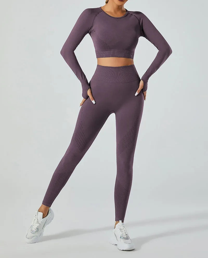 In-stock Women's Yoga Suit Five-piece Set Seamless Fitness Wear For Running Sports Top Leggings From Mainland China