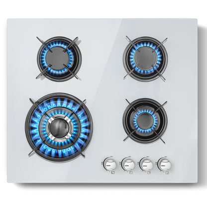 4-Burner Glass Ceramic Built-in Natural gas Propane gas New White Gas hob.