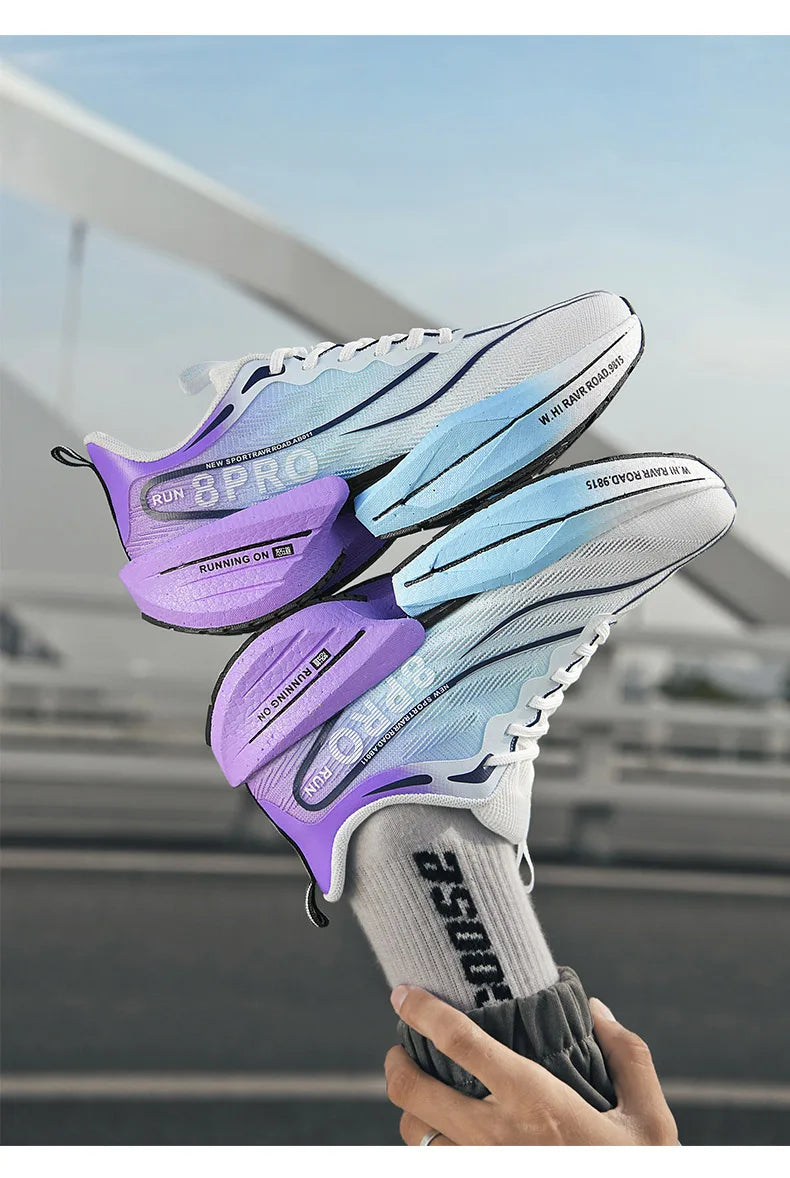 Men's Running Shoes Carbon Plate Racing Marathon Athletic Shoes Cushioned Comfortable Road Sneakers Teenage Training Shoes.