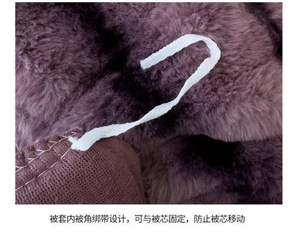 2024 new rabbit velvet milk velvet thickened rabbit fur warm four-piece set, 1.5m 1.8m bed sheet four-piece set.