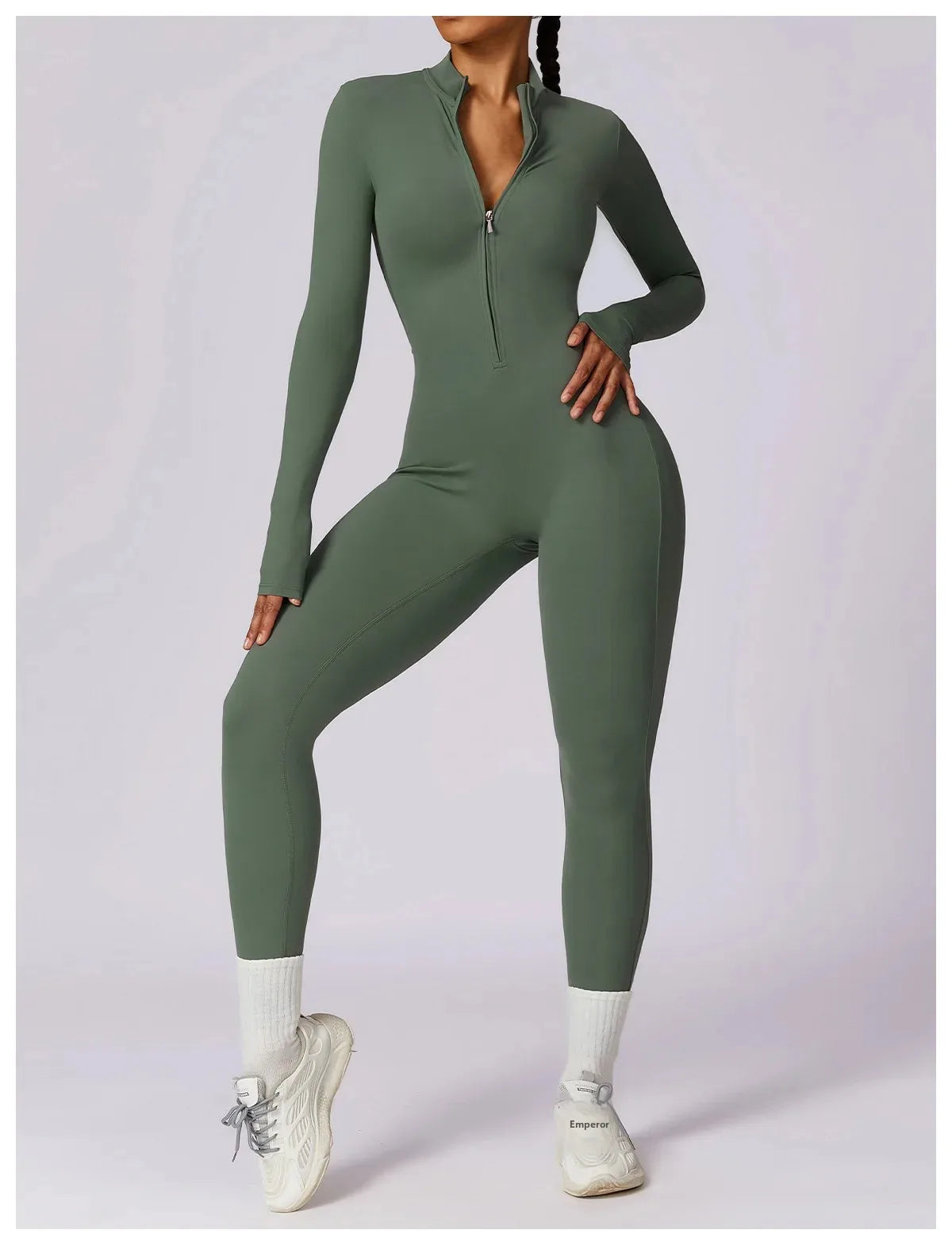 Zipper Sensation Long Sleeve Yoga Suit High Intensity Fitness Sports Bodysuit Tight Fit Clothing 8306 One Piece Suit