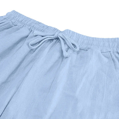 2025 Cross-border American Four Seasons Linen Men's Casual Suit Loose Long Sleeve Pants Shirt Suit Men's