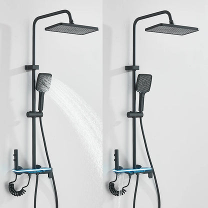 LCD Display Screen Shower Faucet Bathroom Hot Cold Control Background Lights Shower Set Piano Shower System Wall Mounted