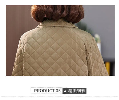 Herbst Winter Frauen Midi Plaid Stepp Mäntel Mode Weibliche Koreanische Kleidung Neue Feste Beiläufige Verdicken Warme Langarm Jacken