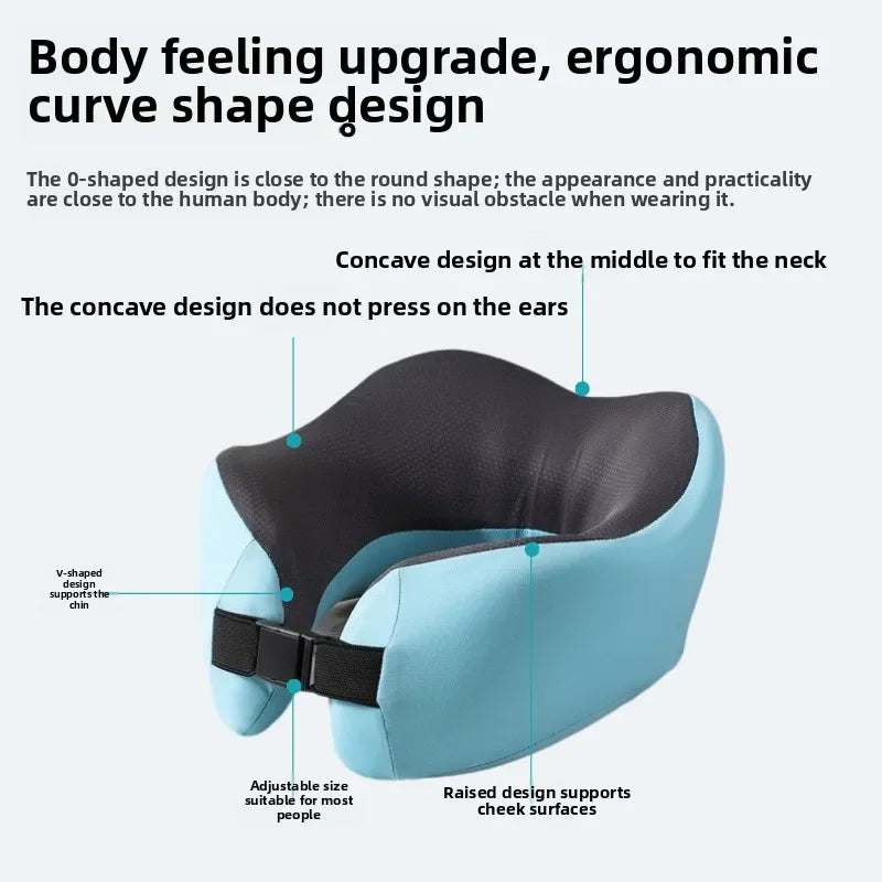 Ice silk U-shaped travel neck pillow airplane pillow neck pillow portable adjustable memory cotton U-shaped pillow.