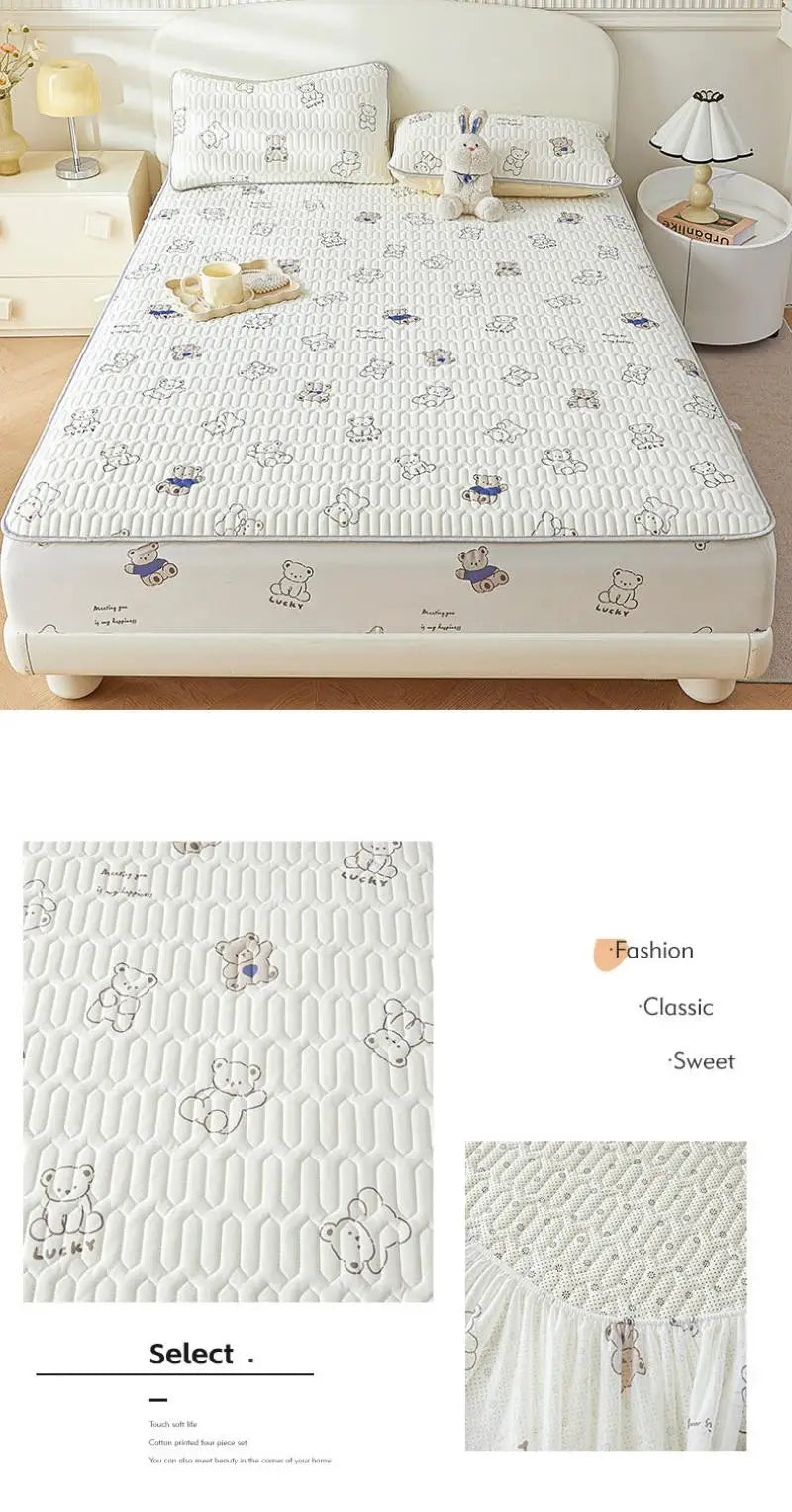 Cartoon Cute Pattern Cooling Fitted Sheet Single Natural latex fabric Soft cushion for Bedding Slow rebound Non-Slip Mattress