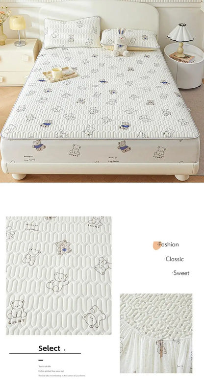 Cartoon Cute Pattern Cooling Fitted Sheet Single Natural latex fabric Soft cushion for Bedding Slow rebound Non-Slip Mattress