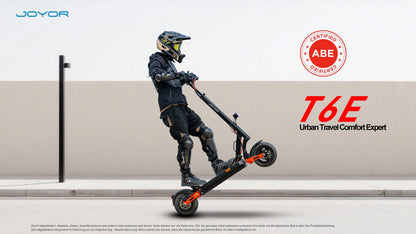 Joyor T6E ABE Electric Scooter for Adults 500W Folding E-scooter with 48V 18Ah Battery.