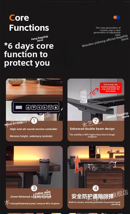 Elektrischer höhenverstellbarer intelligenter Stehschreibtisch, Computer-Workstation, Heimbüro, Gaming-Tisch, Arbeitszimmer, Schreibtisch, Desktop-Computer