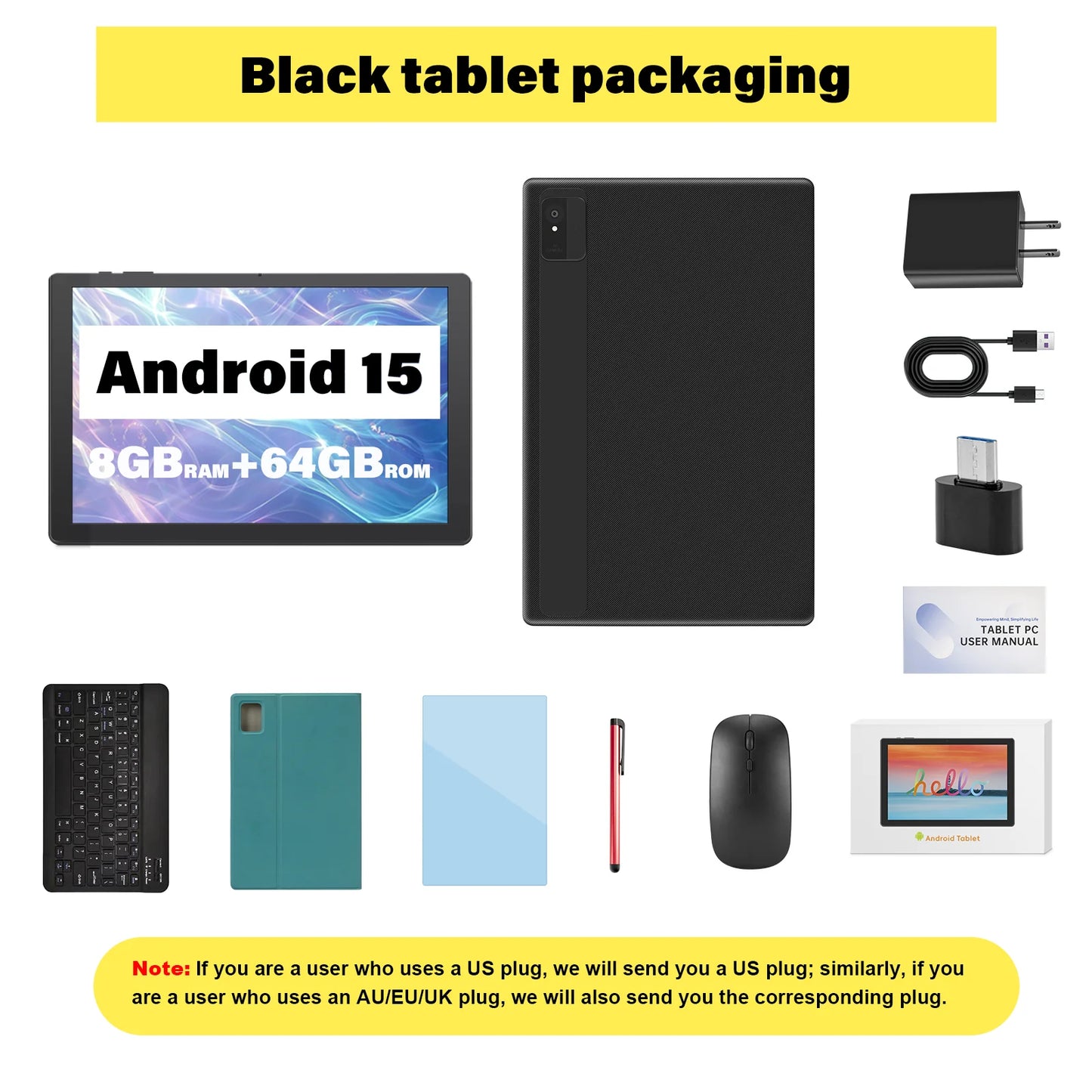 ANRY 2025 Android 15 IPS Display 10.1 Inch 8GB(4+4 Expand) RAM+64GB ROM Tablet 5000Mah Dual Camera 5GWifi A523 Octa-core Tablets.