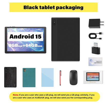 ANRY 2025 Android 15 IPS Display 10.1 Inch 8GB(4+4 Expand) RAM+64GB ROM Tablet 5000Mah Dual Camera 5GWifi A523 Octa-core Tablets.