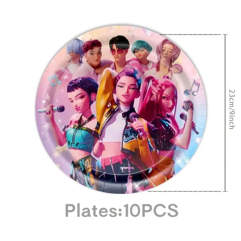 Neue Kpop Dämon Hunter Geburtstag Party Dekoration Geschirr Set Mädchen Luftballons Kuchen Topper Hintergrund Taschen Kinder Party Favor Supplies