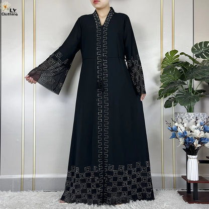 2024 For Women Elegant Dresses Dubai Party Outfits Long Sleeved Chiffon Dashiki Muslim Women Robe Open African Abaya Clothing.
