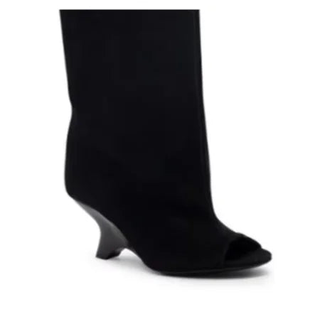 2025 New Peep Toe Long Boots Summer Thick High Heels Women's Knee Boots Large Size Shoes Ladies Slip-on Strange Heels Cool Boots