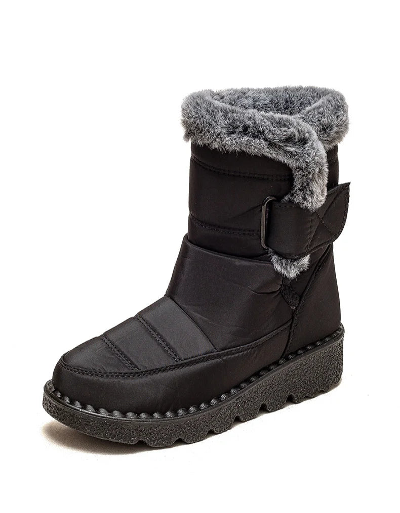 Boots 2025 Women's Boots Fur Botas Mujer Super Warm Winter Boots For Snow Women Low Heels Winter Shoes Woman Black Rubber Boot.