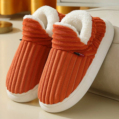 Bebealy New Winter Men Slippers Warm Cotton Shoes Men Indoor Fluffy Fuzzy Men Boots Outdoor Nonslip House Ankle Boots Shoes Men