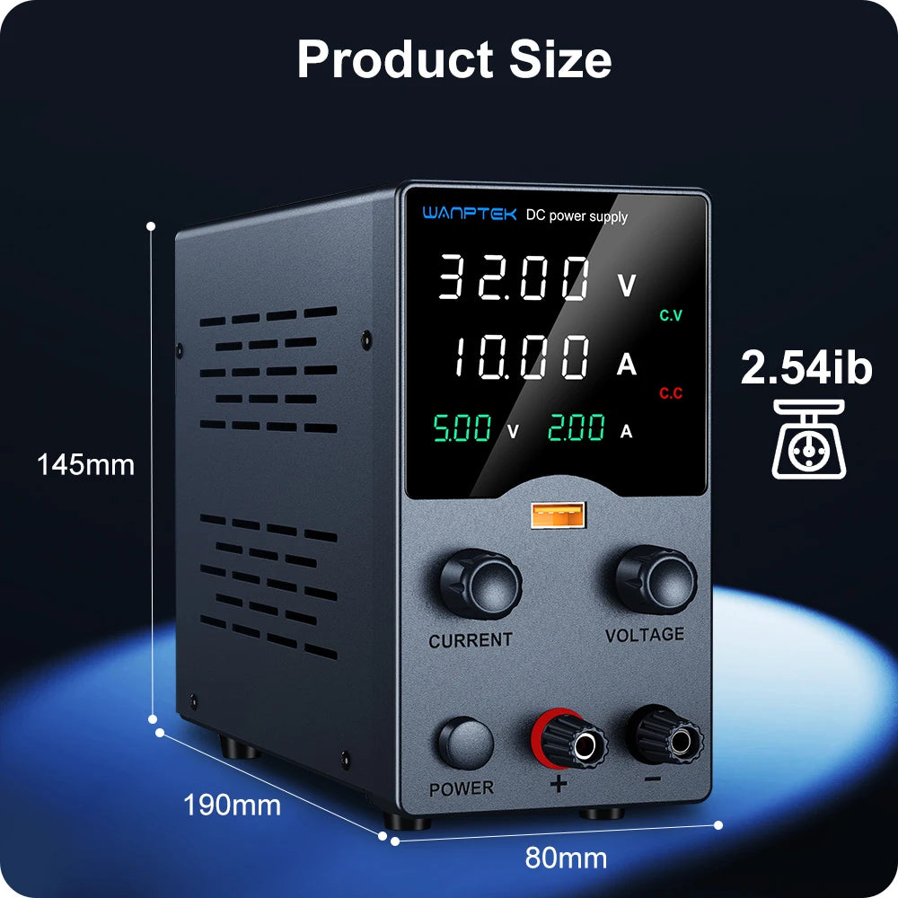 Wanptek Laboratory Power Supply 30V 5A 30V 10A 60V 5A 120V 3A  Adjustable with USB Output Display Lab Bench DC Power Supply.