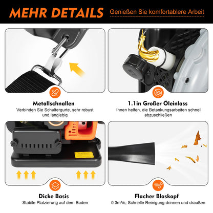 65 CC 2-Takt-Laubbläser mit Gasbetriebenem Rucksack, kommerzielles Rasengrasgebläse für Gras