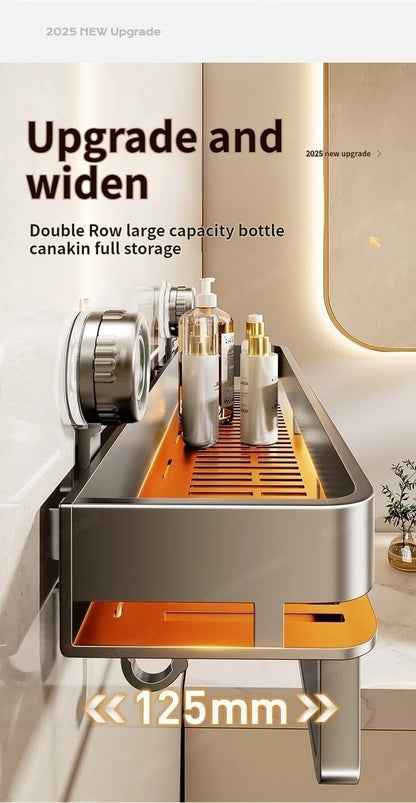 Kein Bohren Saugnapf Saug Badezimmerregal an der Wand Badezimmerregal Toilettenraum Aluminium Hängeregal Badezimmer Organizer Hängen