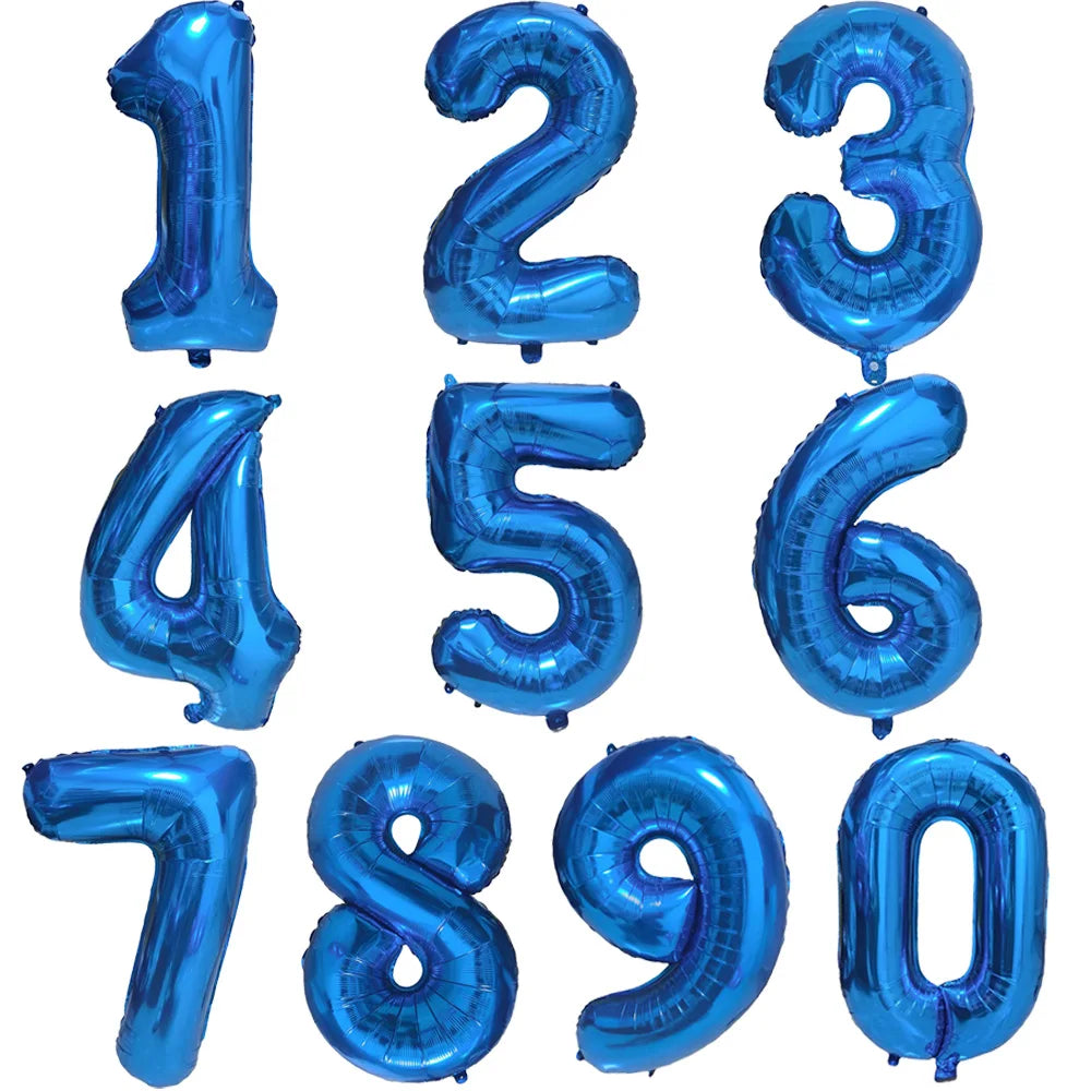 Blauer Ballon mit großen Zahlen, 32 Zoll, 0, 1, 2, 3, 4, 5, 6, 7, 8, 9, Geburtstag, Bachelorette-Luftballons, Figur, Golob-Party-Ballon-Dekoration.