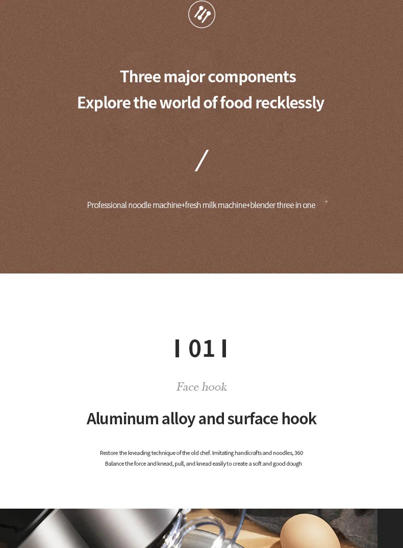 DIVEDEER Multifunctional Chef 3.5L Dough Kneading Machine Fully Automatic Household Electric Egg Beater Baby Food Processor.