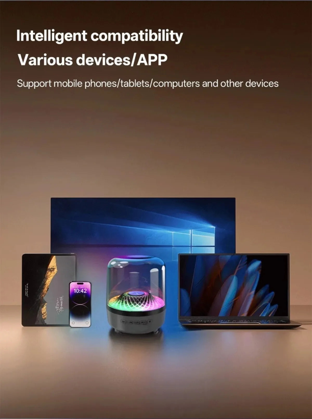 Portable Bluetooth 5.3 Breathing Lamp Speakers 3D Hi-Fi  Audio Subwoofer Outdoor Loudspeaker Music Surround Bass Box Speaker.